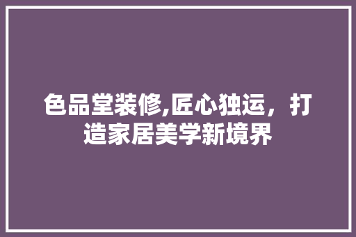 色品堂装修,匠心独运，打造家居美学新境界 家居装修