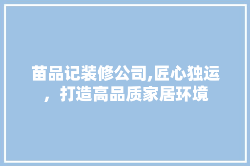 苗品记装修公司,匠心独运，打造高品质家居环境 客厅装修