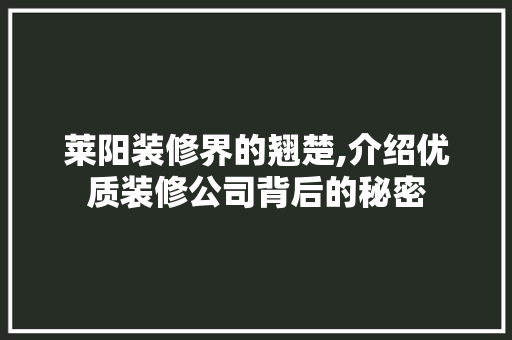 莱阳装修界的翘楚,介绍优质装修公司背后的秘密 现代风格装饰