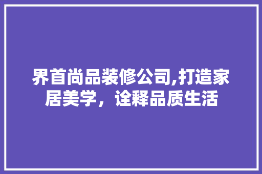 界首尚品装修公司,打造家居美学，诠释品质生活
