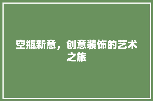 空瓶新意，创意装饰的艺术之旅 地板材料