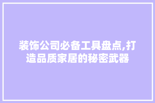 装饰公司必备工具盘点,打造品质家居的秘密武器 现代风格装饰