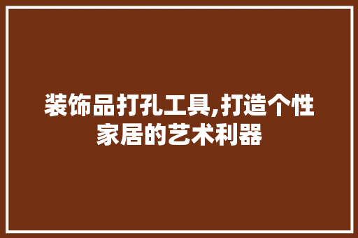 装饰品打孔工具,打造个性家居的艺术利器 家居装修