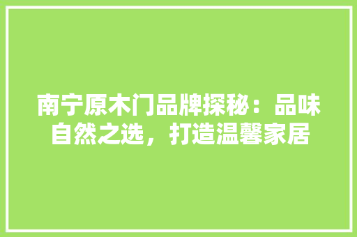南宁原木门品牌探秘：品味自然之选，打造温馨家居 家居装修