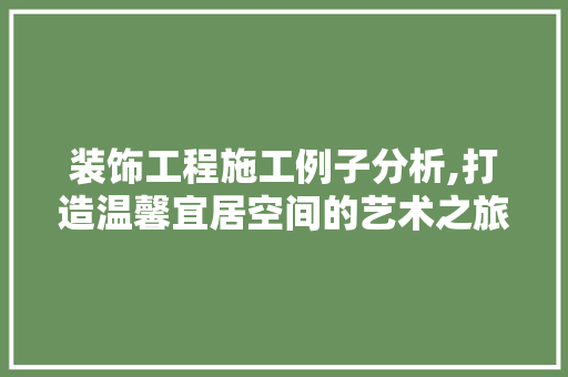 装饰工程施工例子分析,打造温馨宜居空间的艺术之旅