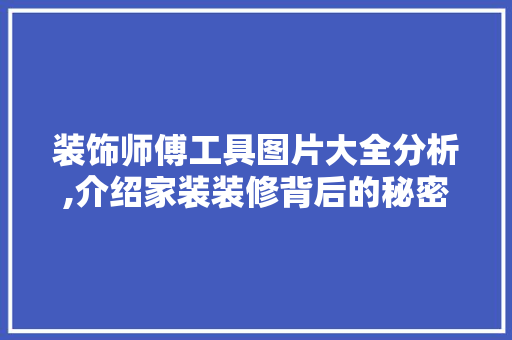 装饰师傅工具图片大全分析,介绍家装装修背后的秘密