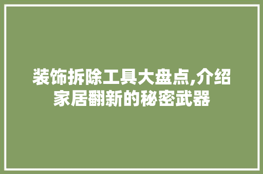 装饰拆除工具大盘点,介绍家居翻新的秘密武器