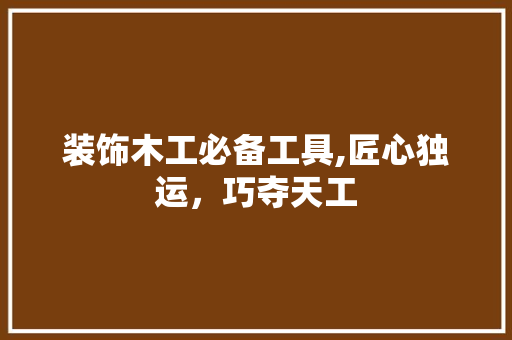 装饰木工必备工具,匠心独运，巧夺天工 软装设计