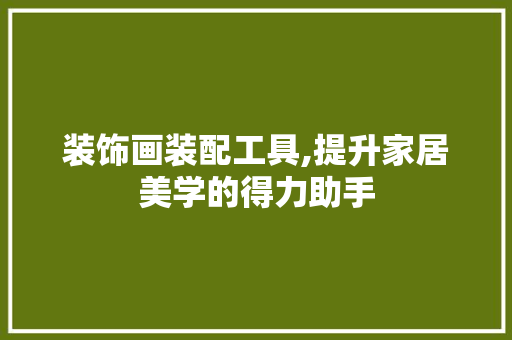 装饰画装配工具,提升家居美学的得力助手 软装设计