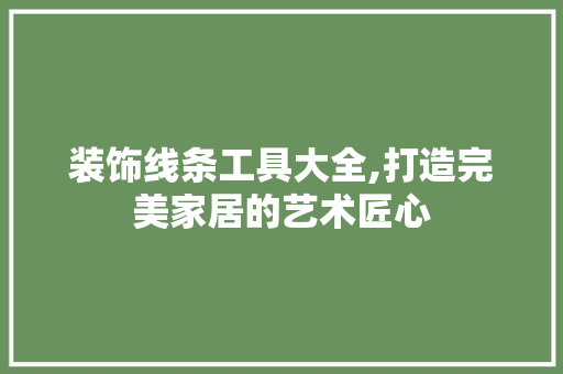 装饰线条工具大全,打造完美家居的艺术匠心 卧室装修