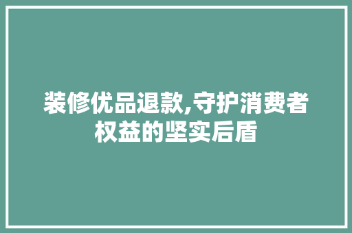 装修优品退款,守护消费者权益的坚实后盾 中式风格装饰