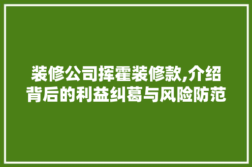 装修公司挥霍装修款,介绍背后的利益纠葛与风险防范 客厅装修