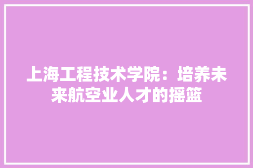 上海工程技术学院：培养未来航空业人才的摇篮 软装设计