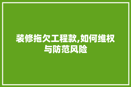 装修拖欠工程款,如何维权与防范风险 家居装修