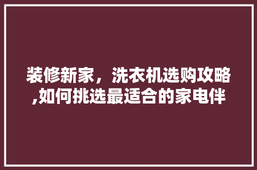 装修新家，洗衣机选购攻略,如何挑选最适合的家电伴侣 客厅装修