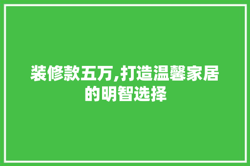 装修款五万,打造温馨家居的明智选择 家居装修
