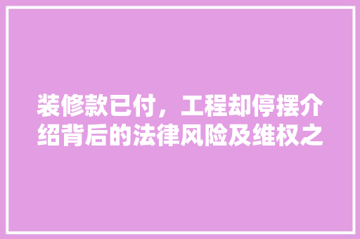 装修款已付，工程却停摆介绍背后的法律风险及维权之路 中式风格装饰