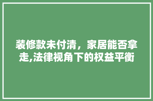 装修款未付清，家居能否拿走,法律视角下的权益平衡 软装设计