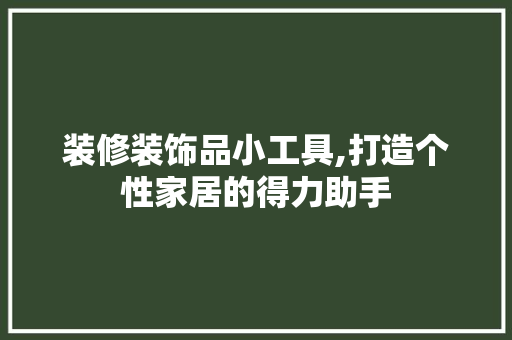 装修装饰品小工具,打造个性家居的得力助手 室内设计