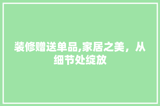 装修赠送单品,家居之美，从细节处绽放 现代风格装饰
