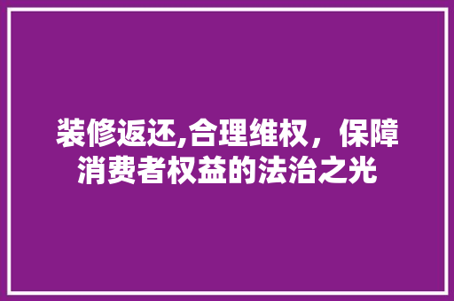 装修返还,合理维权，保障消费者权益的法治之光 软装设计
