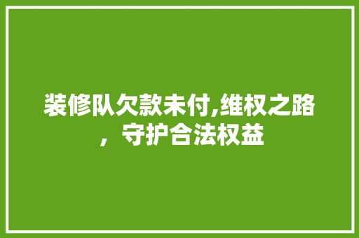 装修队欠款未付,维权之路，守护合法权益