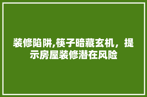装修陷阱,筷子暗藏玄机，提示房屋装修潜在风险 家居装修