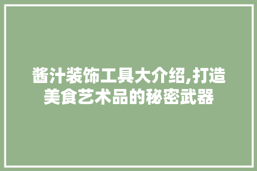 酱汁装饰工具大介绍,打造美食艺术品的秘密武器 地板材料