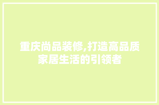 重庆尚品装修,打造高品质家居生活的引领者 家居装修
