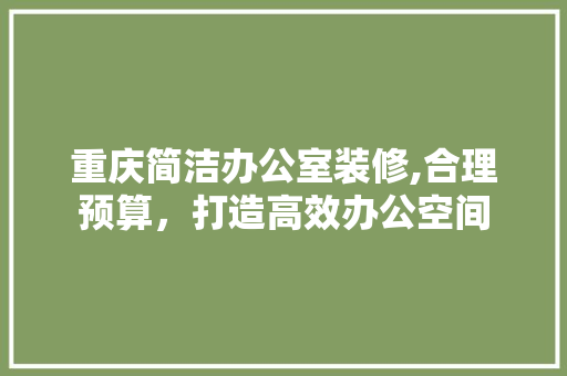 重庆简洁办公室装修,合理预算，打造高效办公空间 卧室装修