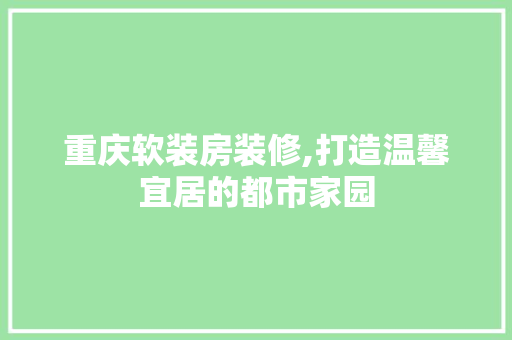 重庆软装房装修,打造温馨宜居的都市家园 现代风格装饰