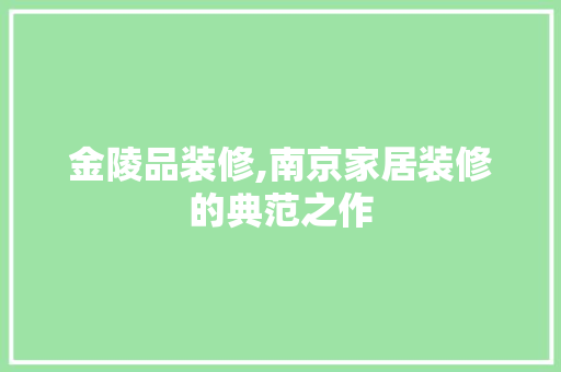 金陵品装修,南京家居装修的典范之作 家居装修