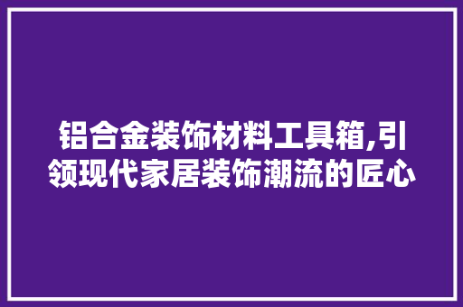 铝合金装饰材料工具箱,引领现代家居装饰潮流的匠心之作