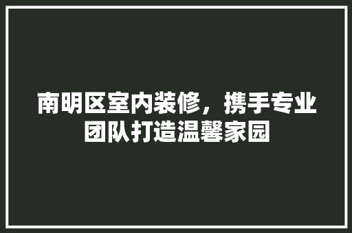 南明区室内装修，携手专业团队打造温馨家园 家居装修
