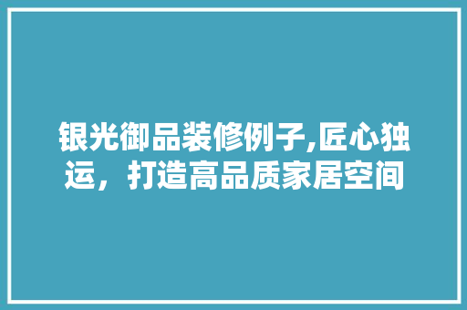 银光御品装修例子,匠心独运，打造高品质家居空间 现代风格装饰