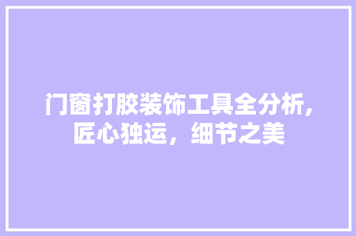门窗打胶装饰工具全分析,匠心独运，细节之美