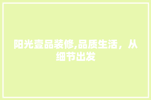 阳光壹品装修,品质生活，从细节出发 软装设计