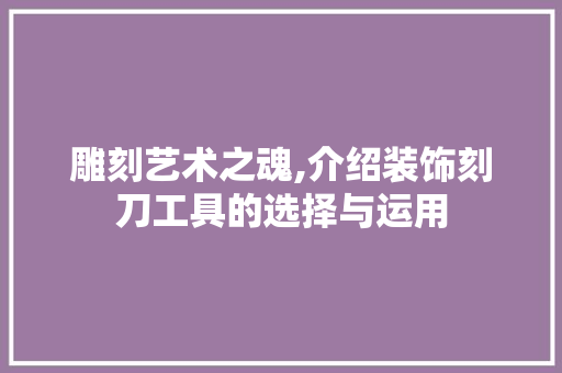 雕刻艺术之魂,介绍装饰刻刀工具的选择与运用