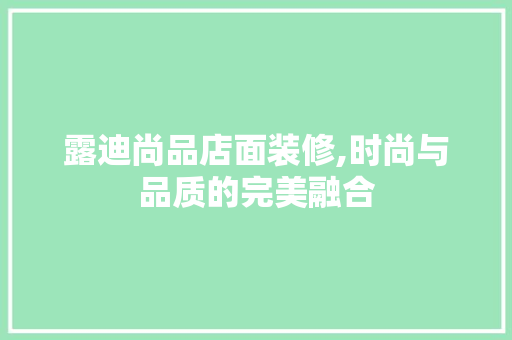露迪尚品店面装修,时尚与品质的完美融合 室内设计