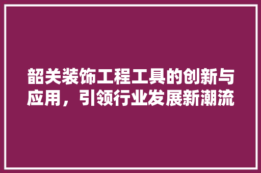 韶关装饰工程工具的创新与应用，引领行业发展新潮流