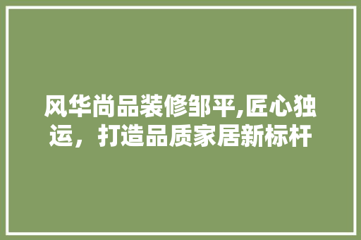 风华尚品装修邹平,匠心独运，打造品质家居新标杆 室内设计