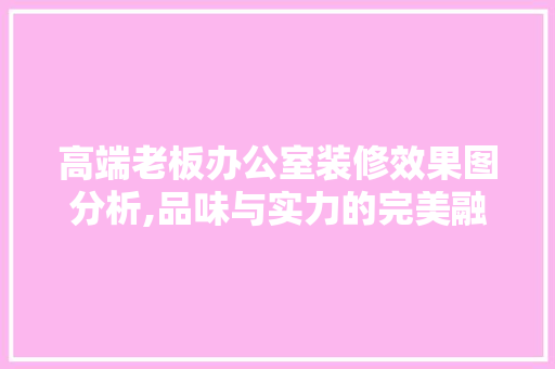 高端老板办公室装修效果图分析,品味与实力的完美融合
