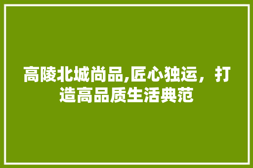高陵北城尚品,匠心独运，打造高品质生活典范
