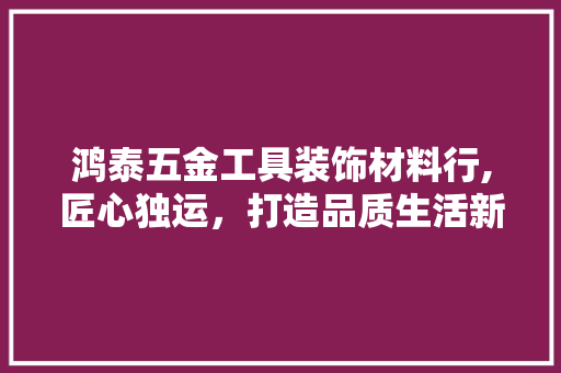 鸿泰五金工具装饰材料行,匠心独运，打造品质生活新标杆 家居装修