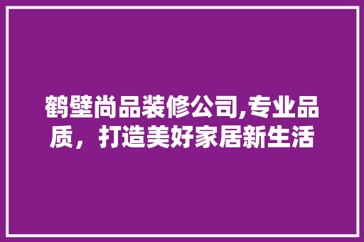 鹤壁尚品装修公司,专业品质，打造美好家居新生活 现代风格装饰