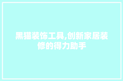 黑猫装饰工具,创新家居装修的得力助手