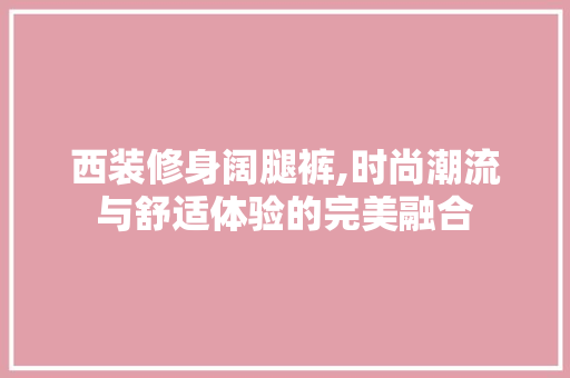 西装修身阔腿裤,时尚潮流与舒适体验的完美融合 软装设计