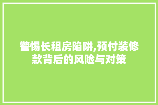 警惕长租房陷阱,预付装修款背后的风险与对策 室内设计