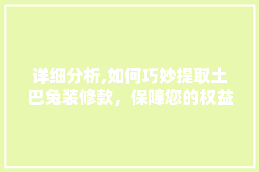 详细分析,如何巧妙提取土巴兔装修款，保障您的权益 软装设计