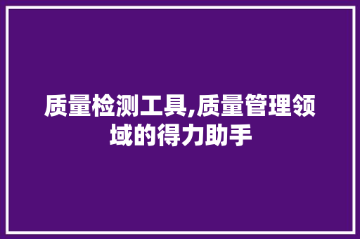 质量检测工具,质量管理领域的得力助手 家居装修